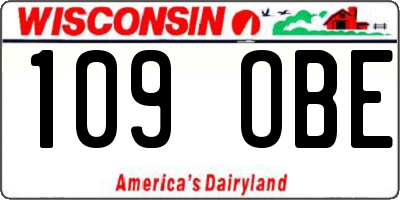 WI license plate 109OBE