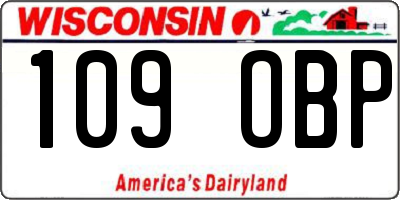WI license plate 109OBP