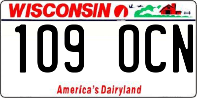 WI license plate 109OCN