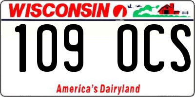 WI license plate 109OCS