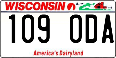 WI license plate 109ODA