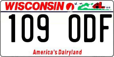 WI license plate 109ODF