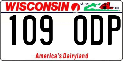 WI license plate 109ODP