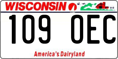 WI license plate 109OEC
