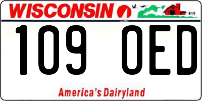 WI license plate 109OED