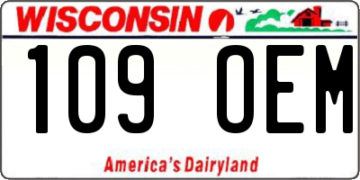 WI license plate 109OEM