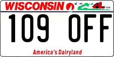 WI license plate 109OFF