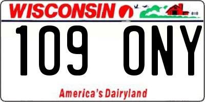 WI license plate 109ONY