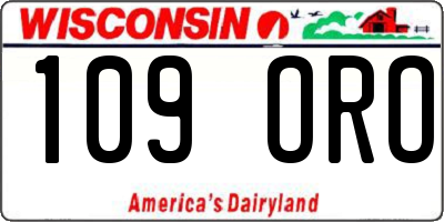 WI license plate 109ORO