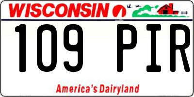 WI license plate 109PIR