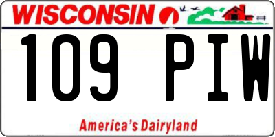 WI license plate 109PIW