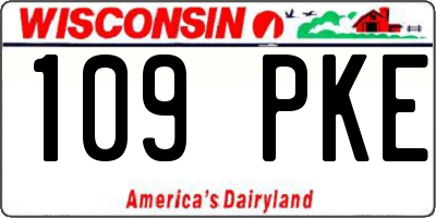 WI license plate 109PKE