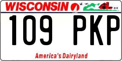 WI license plate 109PKP