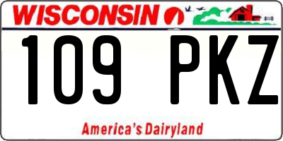WI license plate 109PKZ