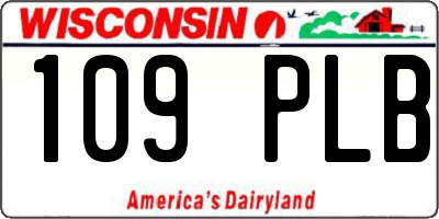 WI license plate 109PLB