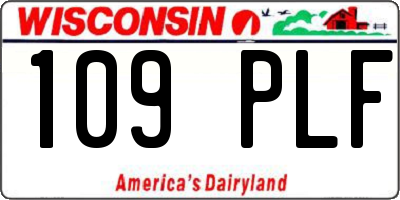 WI license plate 109PLF