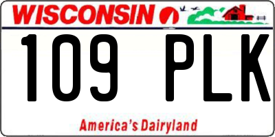 WI license plate 109PLK