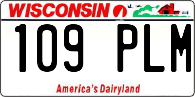WI license plate 109PLM