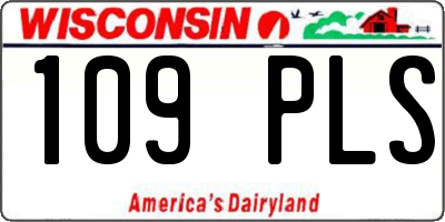 WI license plate 109PLS