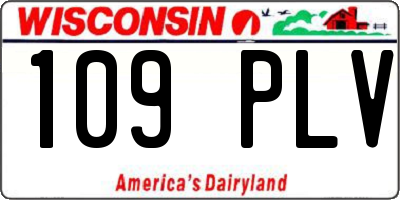 WI license plate 109PLV