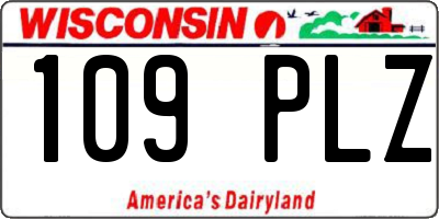 WI license plate 109PLZ