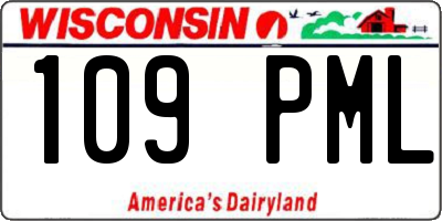 WI license plate 109PML