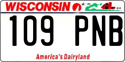 WI license plate 109PNB
