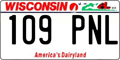 WI license plate 109PNL