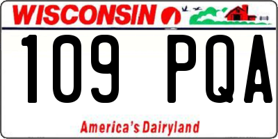 WI license plate 109PQA