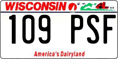 WI license plate 109PSF