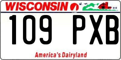 WI license plate 109PXB