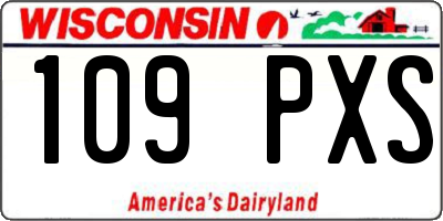 WI license plate 109PXS