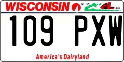 WI license plate 109PXW