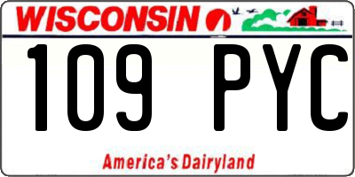 WI license plate 109PYC
