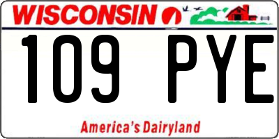 WI license plate 109PYE