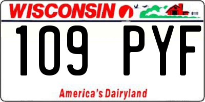 WI license plate 109PYF