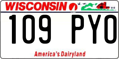 WI license plate 109PYO