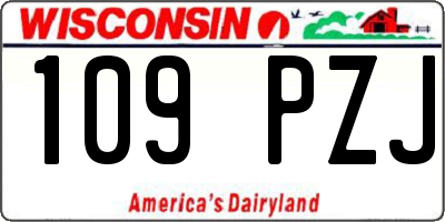 WI license plate 109PZJ