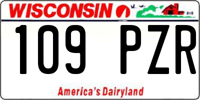 WI license plate 109PZR