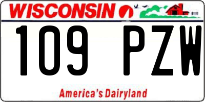 WI license plate 109PZW
