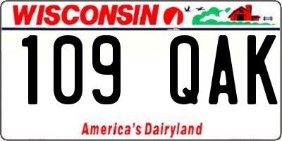 WI license plate 109QAK