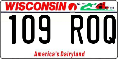 WI license plate 109ROQ
