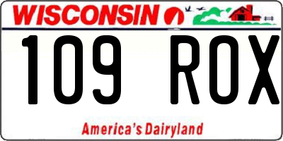 WI license plate 109ROX