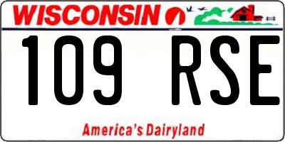 WI license plate 109RSE