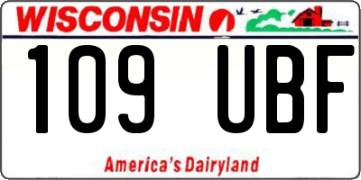 WI license plate 109UBF