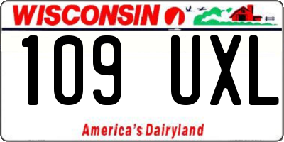 WI license plate 109UXL