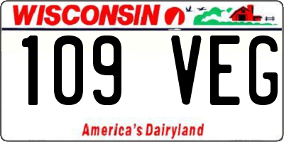 WI license plate 109VEG