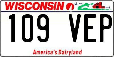WI license plate 109VEP