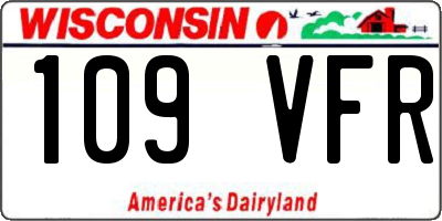 WI license plate 109VFR
