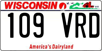 WI license plate 109VRD